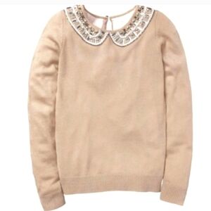 Boden Beaded Collar Pink Sweater
